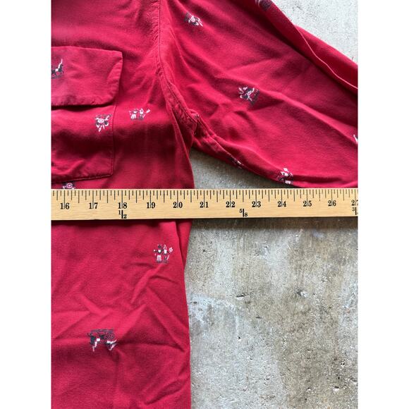 VTG 1940s/50s Holiday Sportswear Red Pilgrim Print Button Up Shirt Size Small - Picture 5 of 9